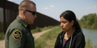 Perder cita con inmigración en Estados Unidos: qué hacer en 2025 Agente de la Patrulla Fronteriza conversa con inmigrante en un control de rutina en EE.UU., representando una situación de cita migratoria.