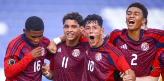 Cuartos de final Copa Oro 2025: dónde ver EE.UU. vs Costa Rica Jugadores de la selección de Costa Rica celebrando con emoción tras su clasificación a los cuartos de final de la Copa Oro 2025.